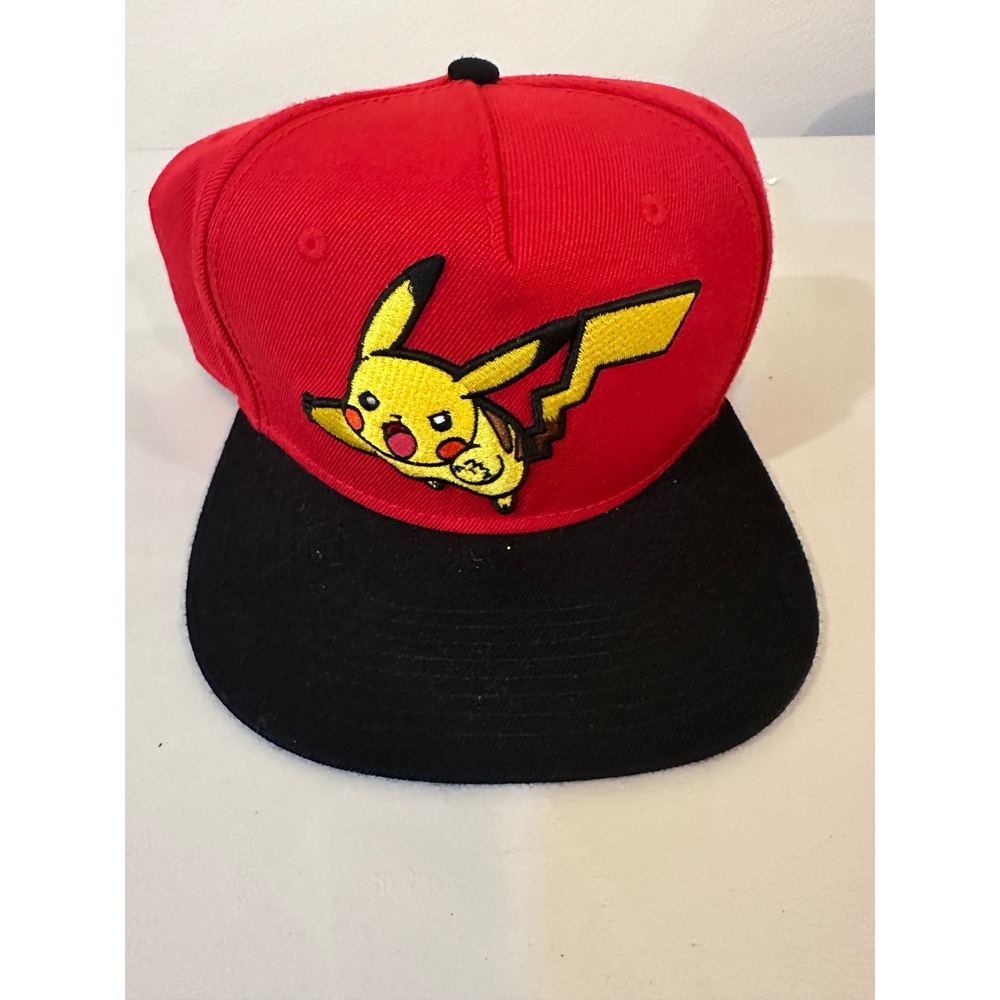 2016 Pokemon Pikachu Snapback Hat Red Black Embroidered Poké Ball Underbrim cap